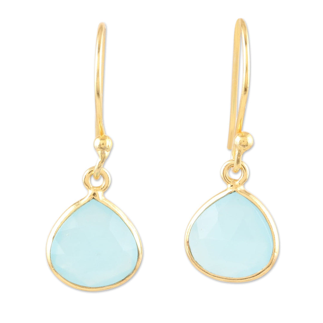 Blue Chalcedony Dangle Earrings - Cool Pool