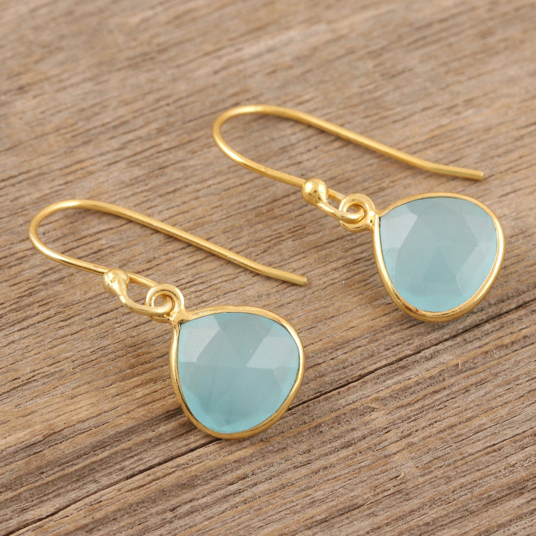 Blue Chalcedony Dangle Earrings - Cool Pool
