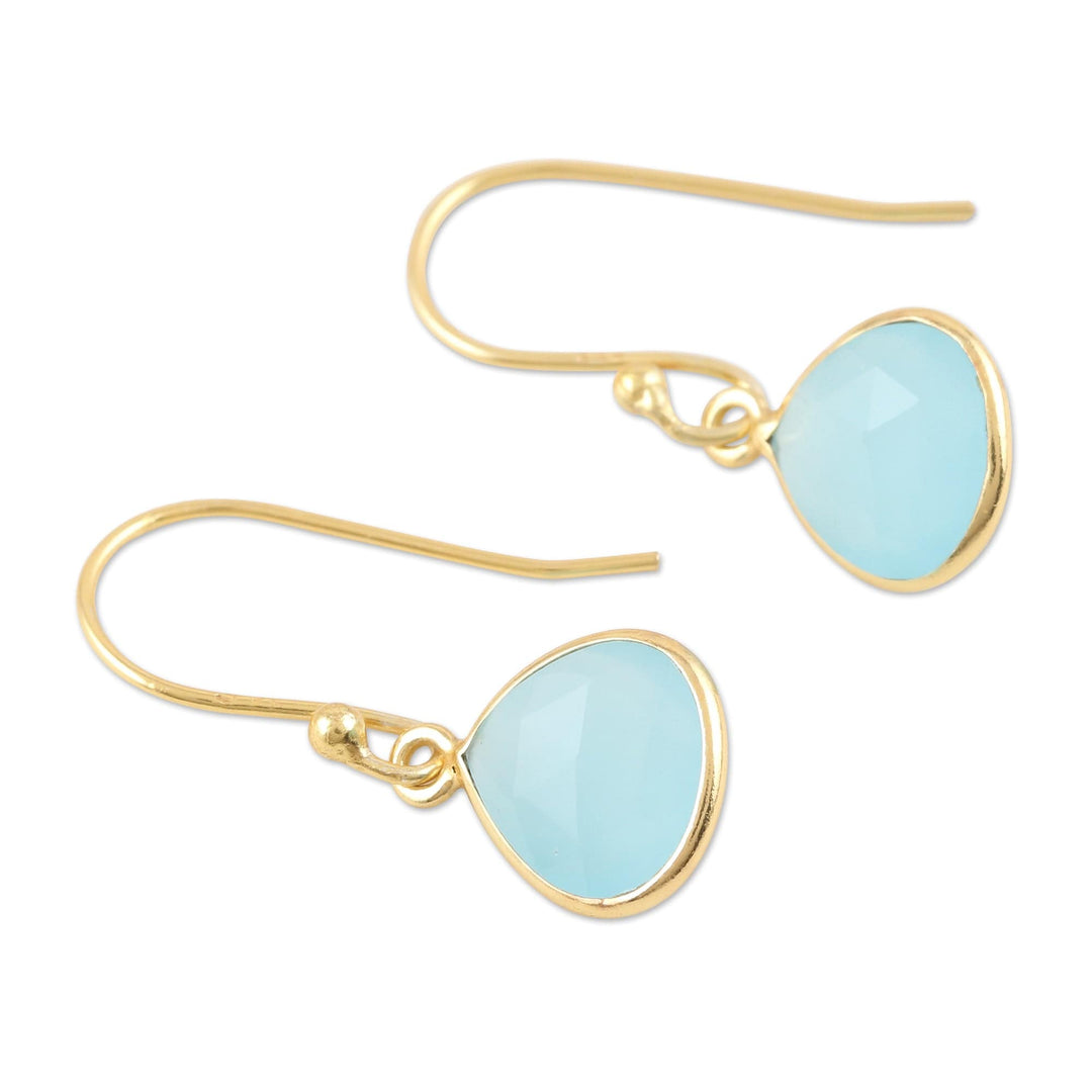 Blue Chalcedony Dangle Earrings - Cool Pool
