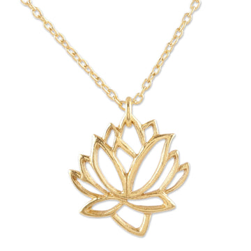 Gold-Plated Pendant Necklace with Lotus Motif - Lotus of the Land