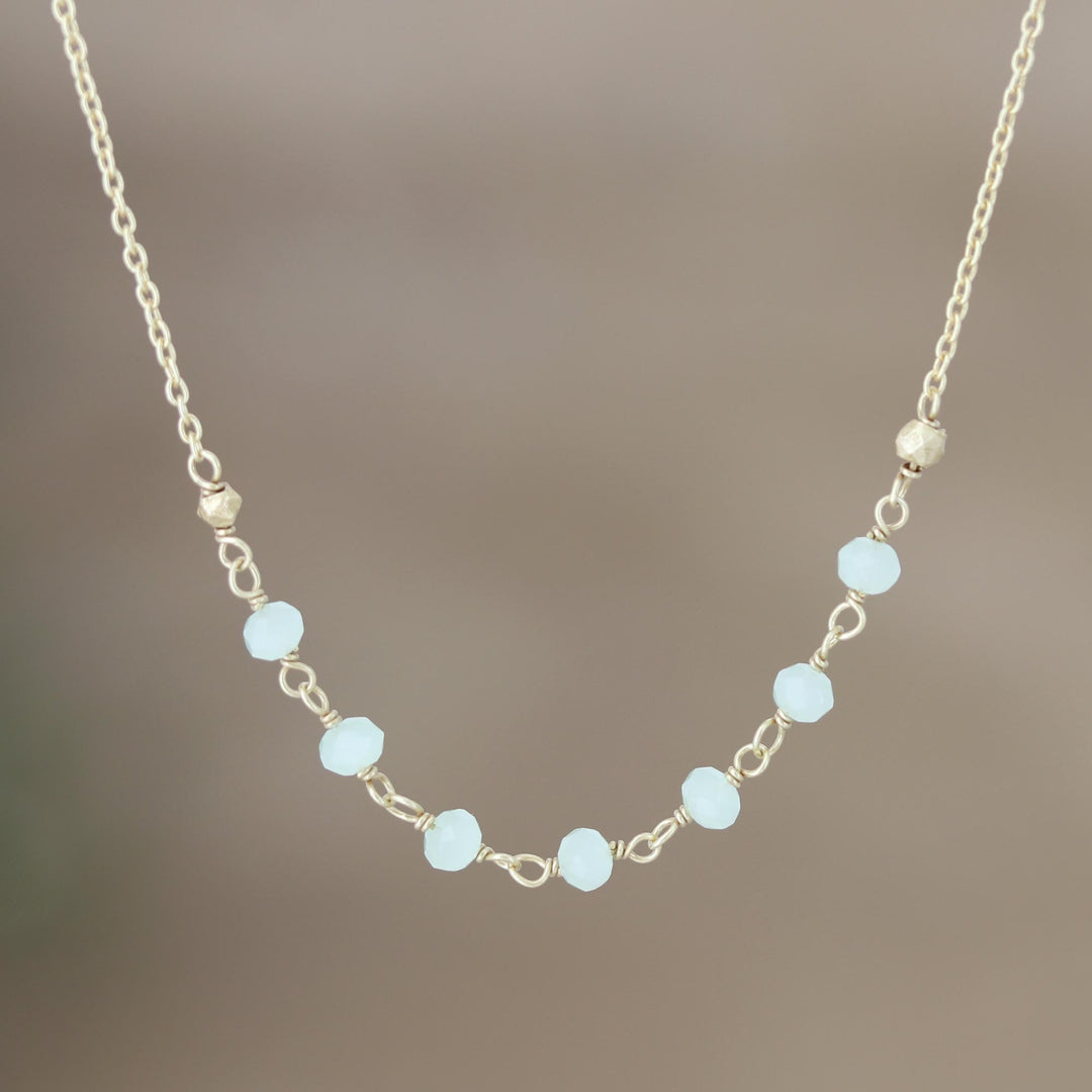Handmade Chalcedony Gold Plated Necklace - Green Glade