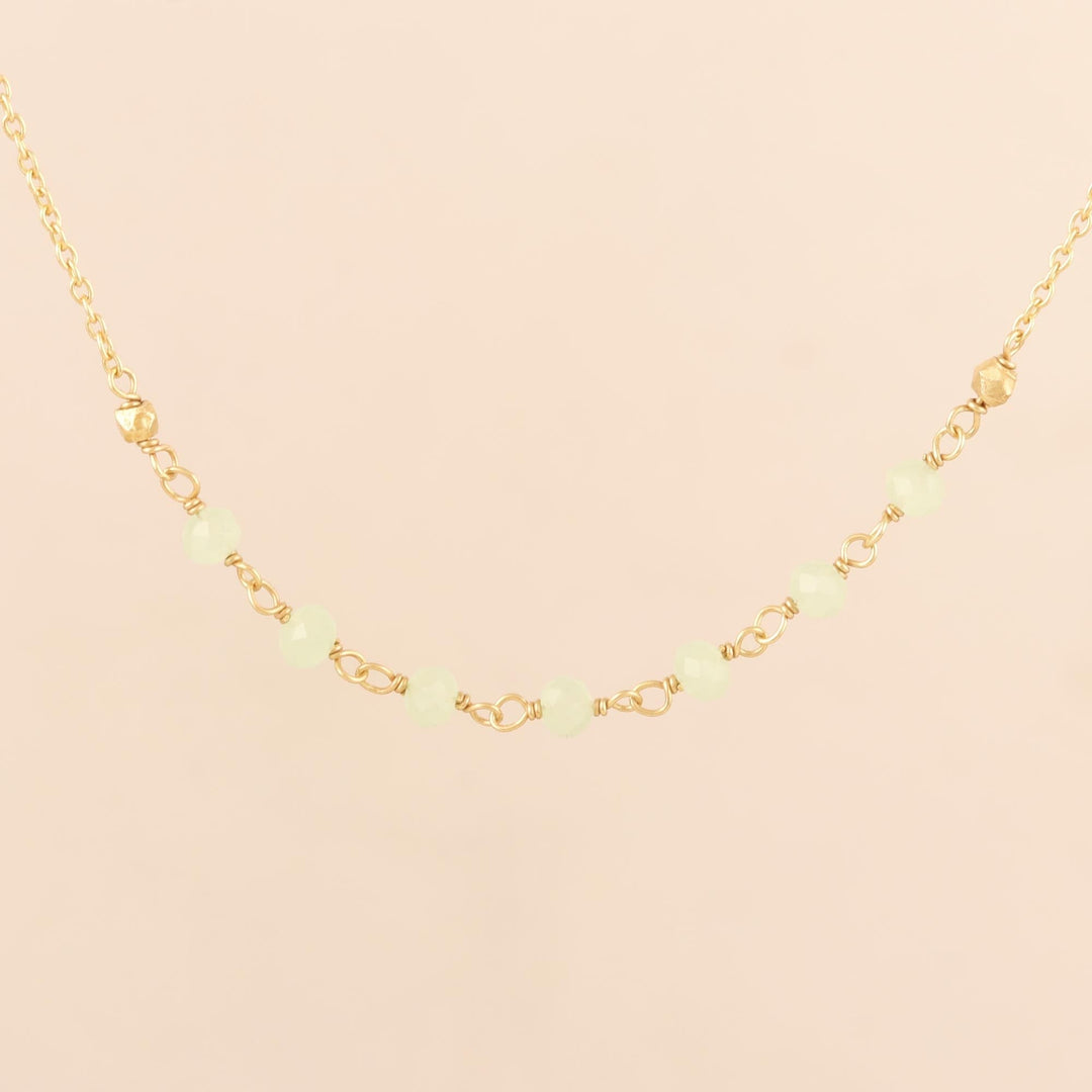 Handmade Chalcedony Gold Plated Necklace - Green Glade