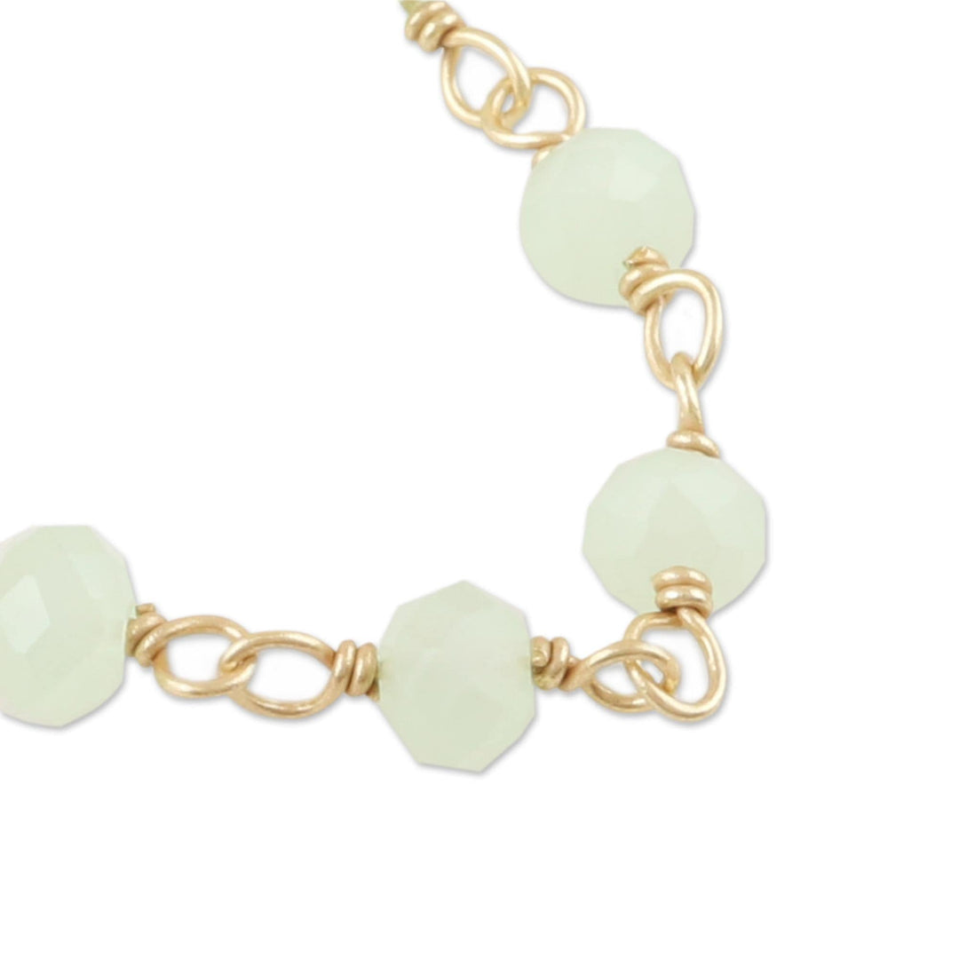 Handmade Chalcedony Gold Plated Necklace - Green Glade