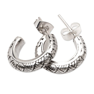 Handmade Sterling Half-Hoop Earrings - Bali Basket