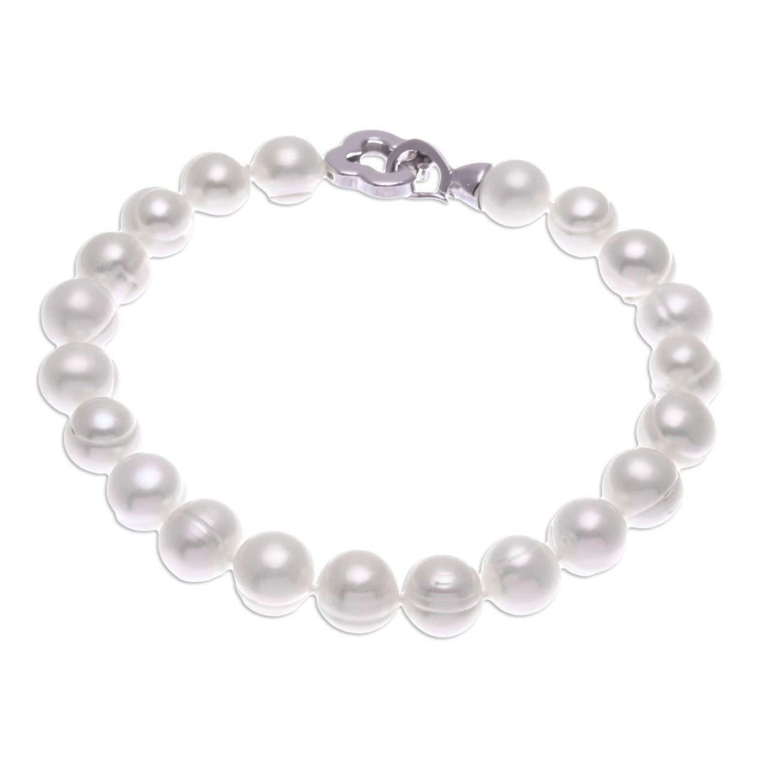 Necklace and Bracelet Set with Cultured Pearls - Precious Dream in White