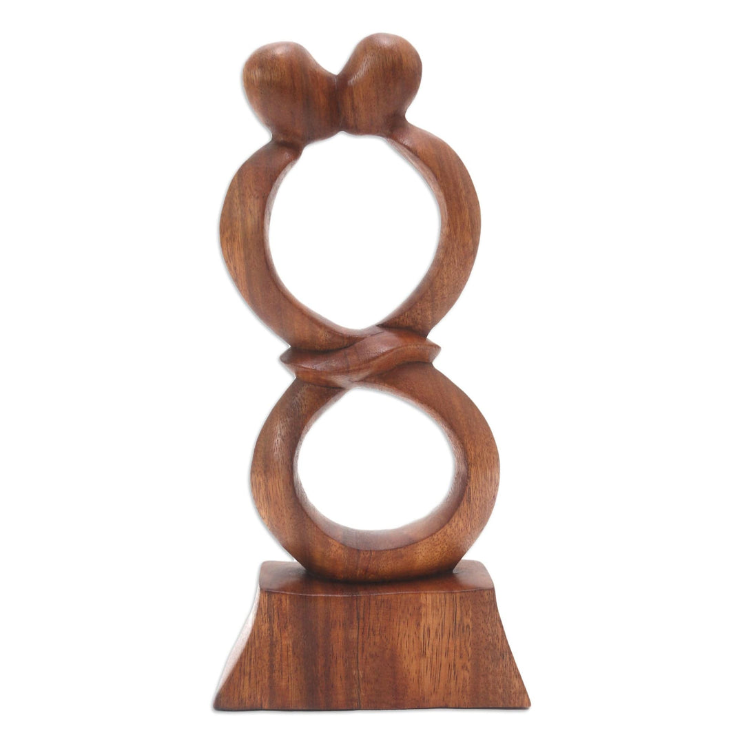 Romantic Wood Sculpture from Bali - Infinite Kiss