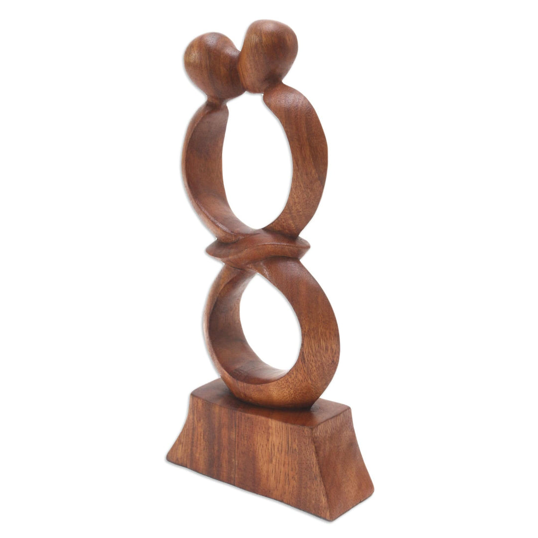 Romantic Wood Sculpture from Bali - Infinite Kiss