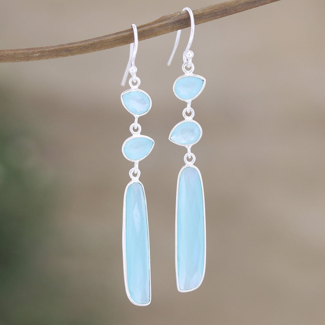 Handmade Chalcedony and Sterling Silver Dangle Earrings - Rise Above