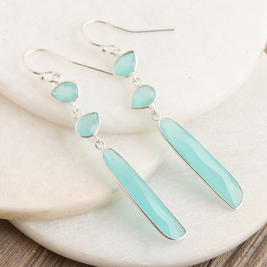 Handmade Chalcedony and Sterling Silver Dangle Earrings - Rise Above