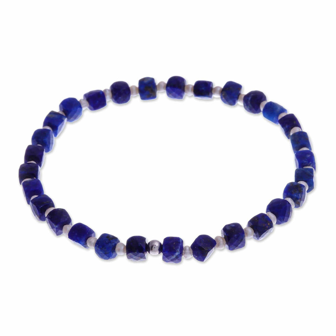 Beaded Stretch Bracelet with Lapis Lazuli - Colors of Chiang Mai