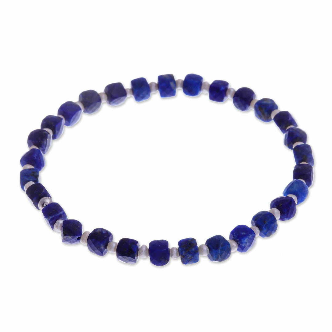 Beaded Stretch Bracelet with Lapis Lazuli - Colors of Chiang Mai