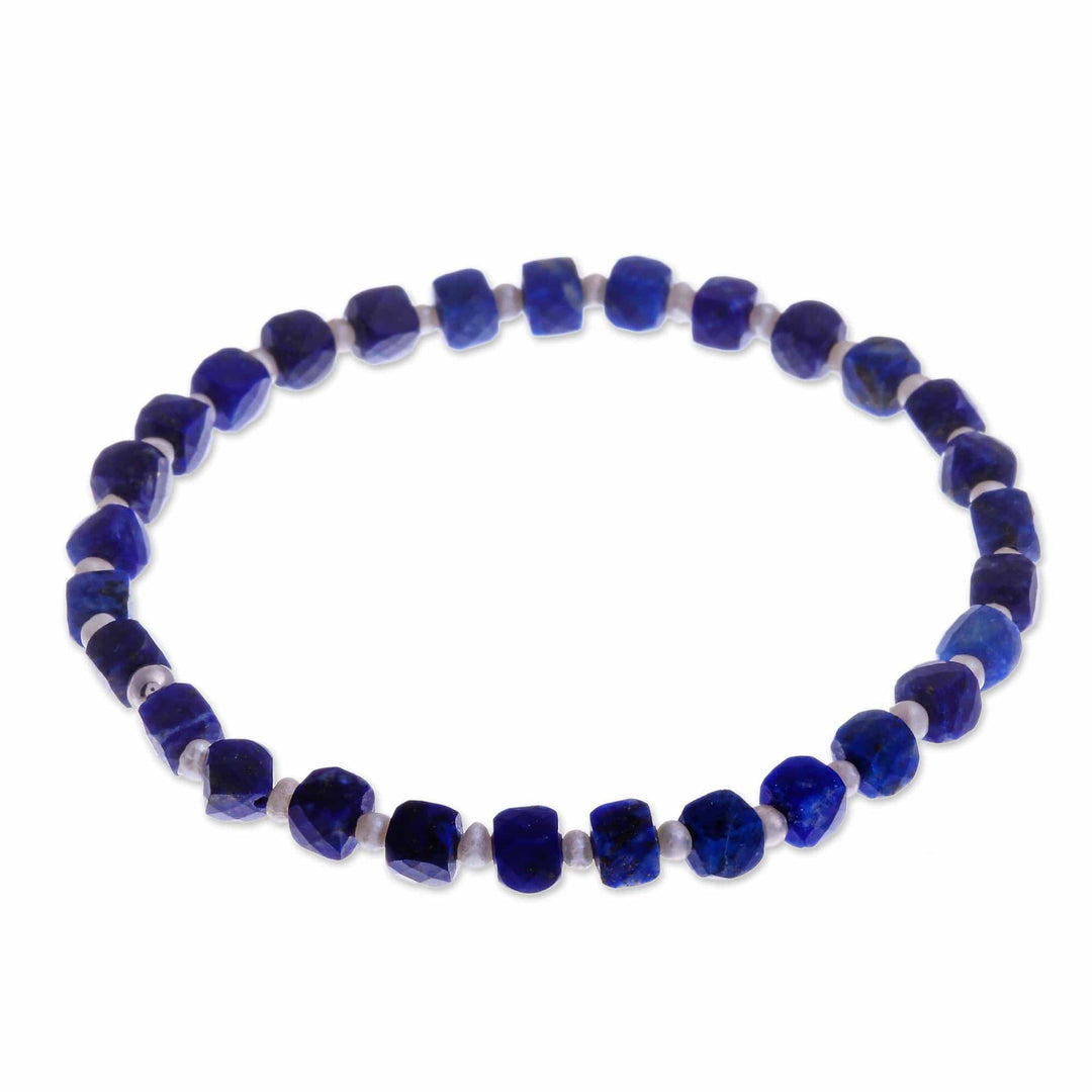 Beaded Stretch Bracelet with Lapis Lazuli - Colors of Chiang Mai