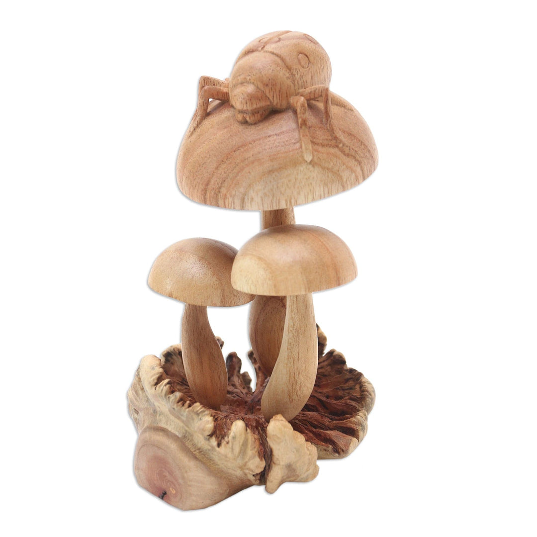 Hand Made Jempinis Wood Ladybug Statuette - Sun Bathing