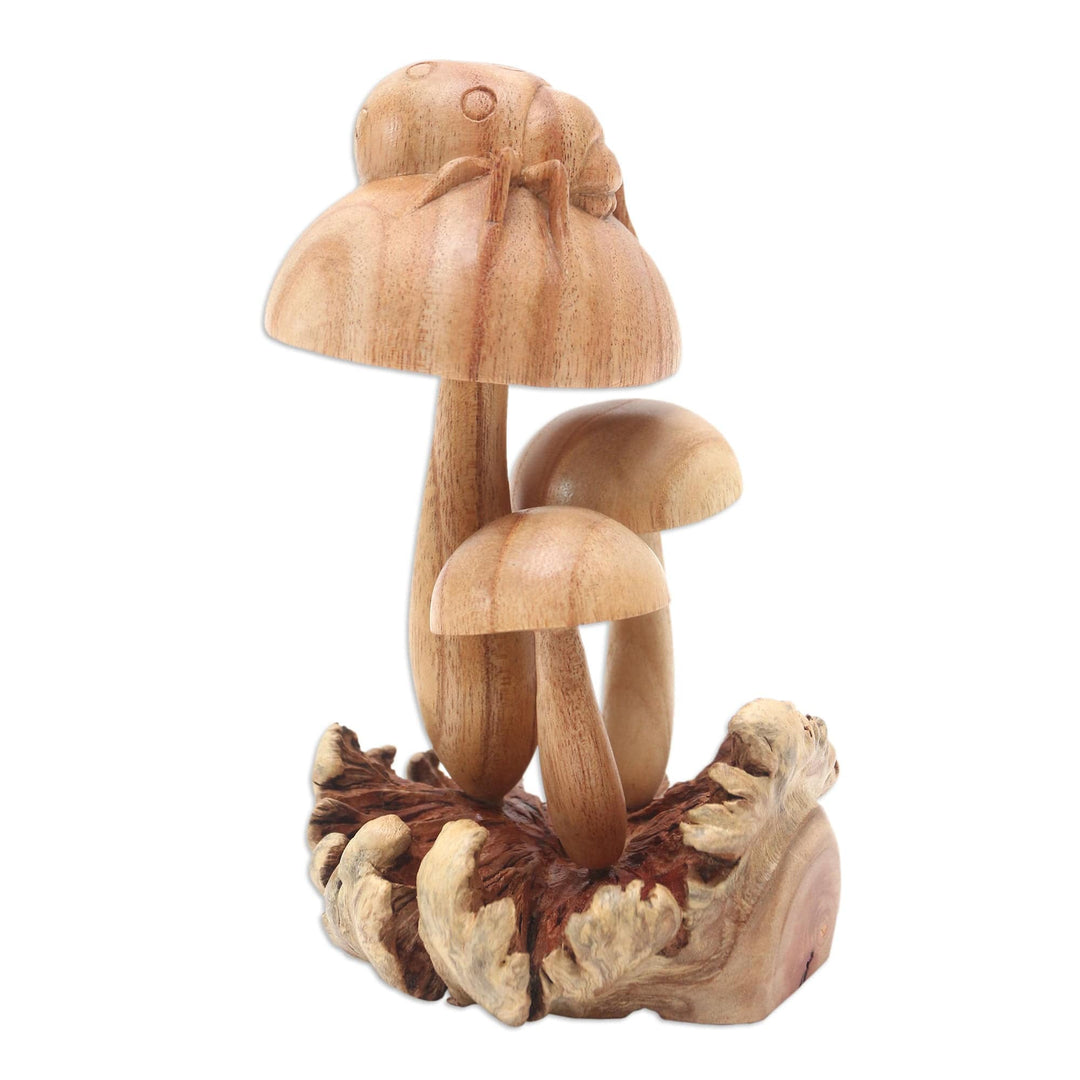 Hand Made Jempinis Wood Ladybug Statuette - Sun Bathing