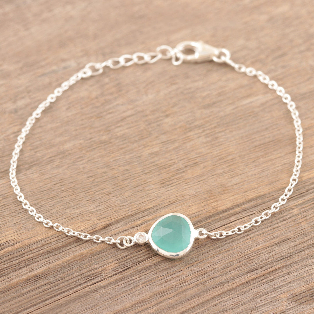 Handmade Sterling Silver Chalcedony Pendant Bracelet - South Seas
