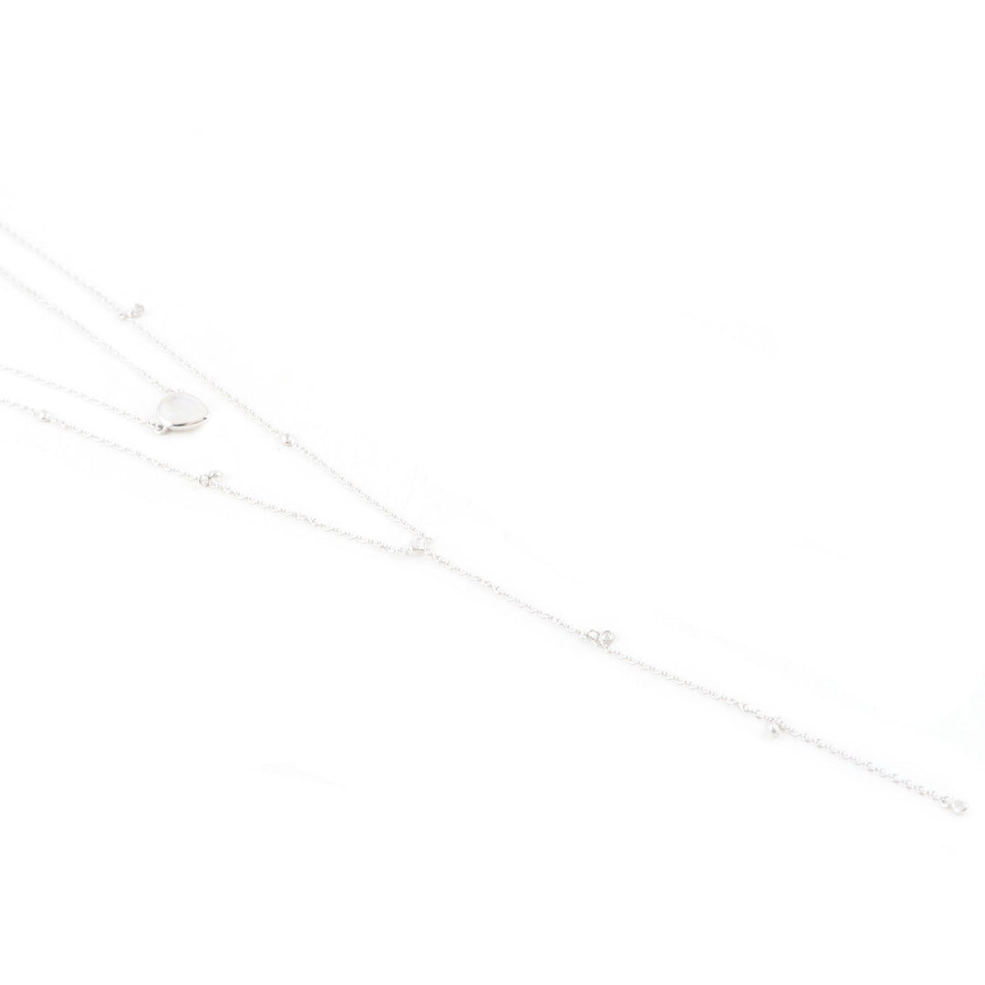 Rainbow Moonstone and Cubic Zirconia Y-Necklace - Above the Clouds