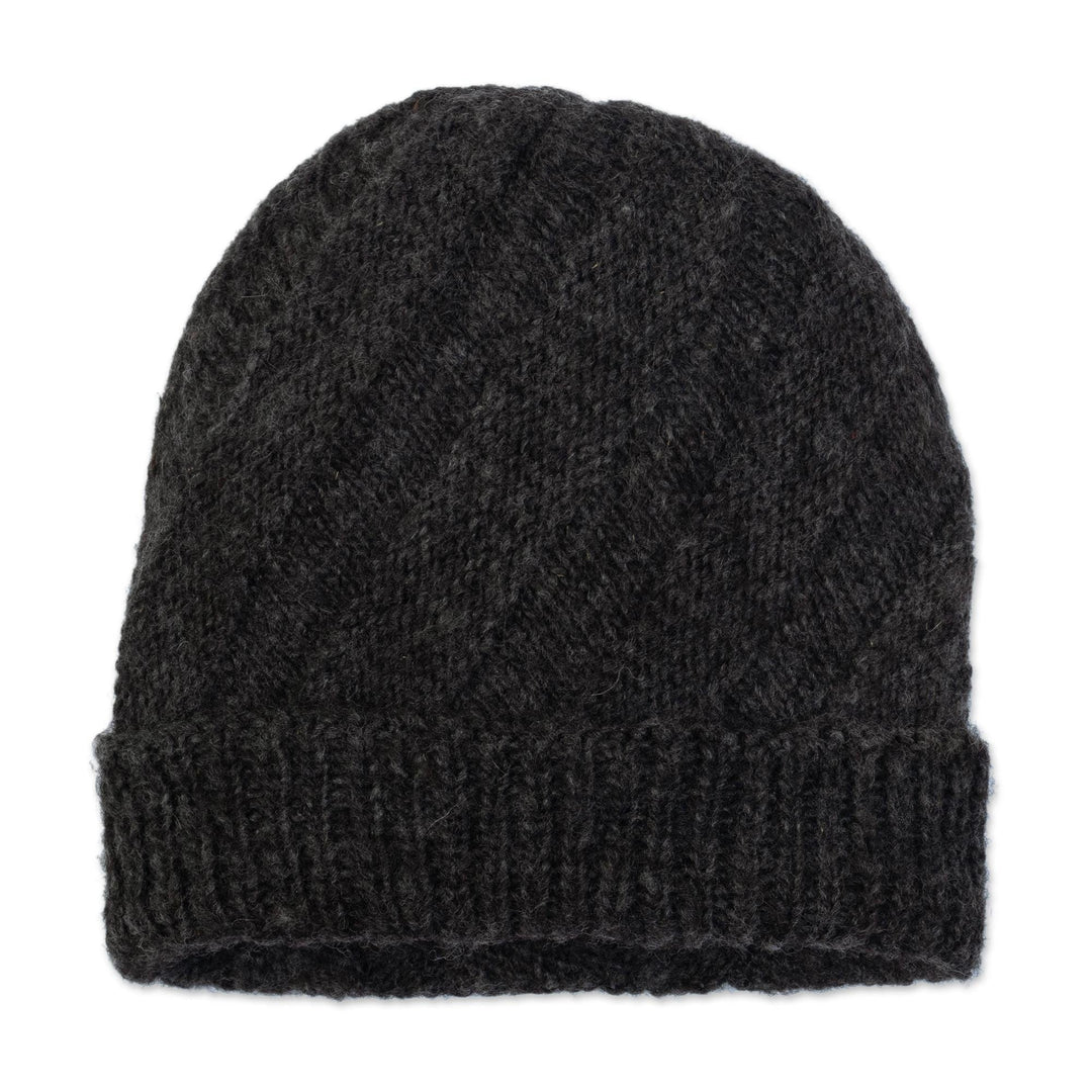 Artisan Crafted 100% Alpaca Hat in Grey - Leaden Sky