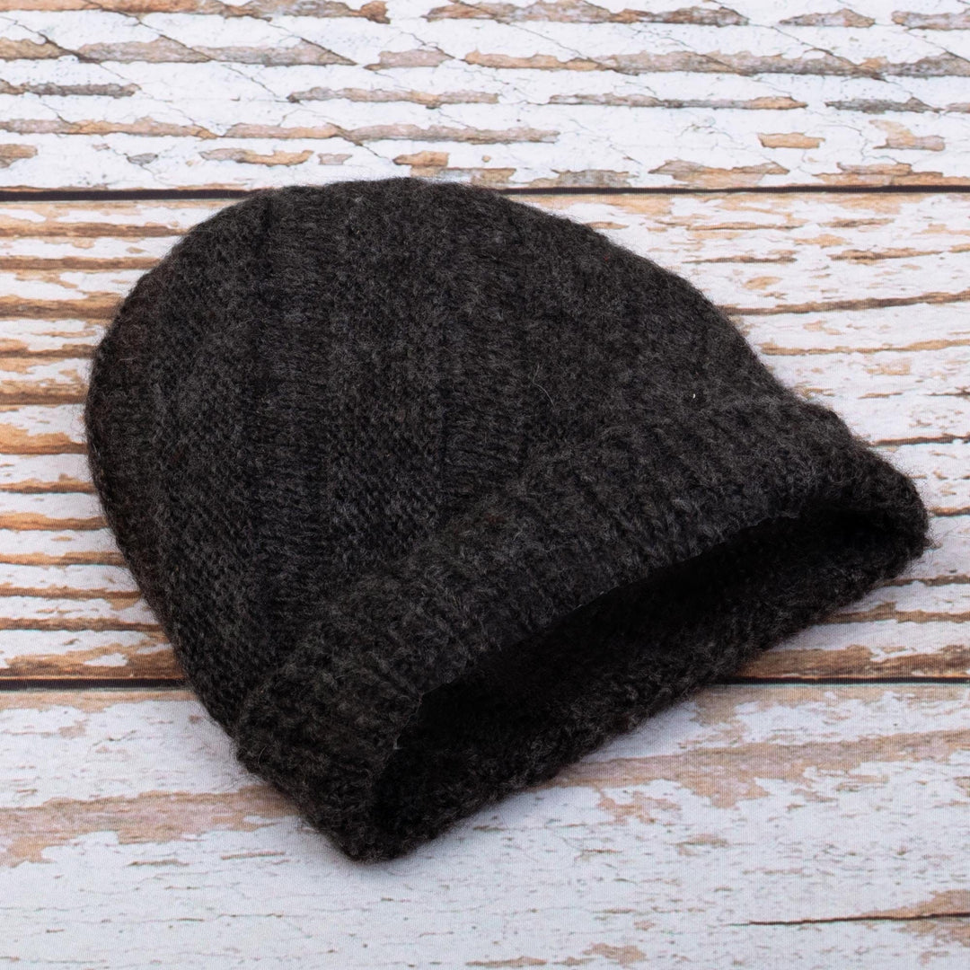 Artisan Crafted 100% Alpaca Hat in Grey - Leaden Sky