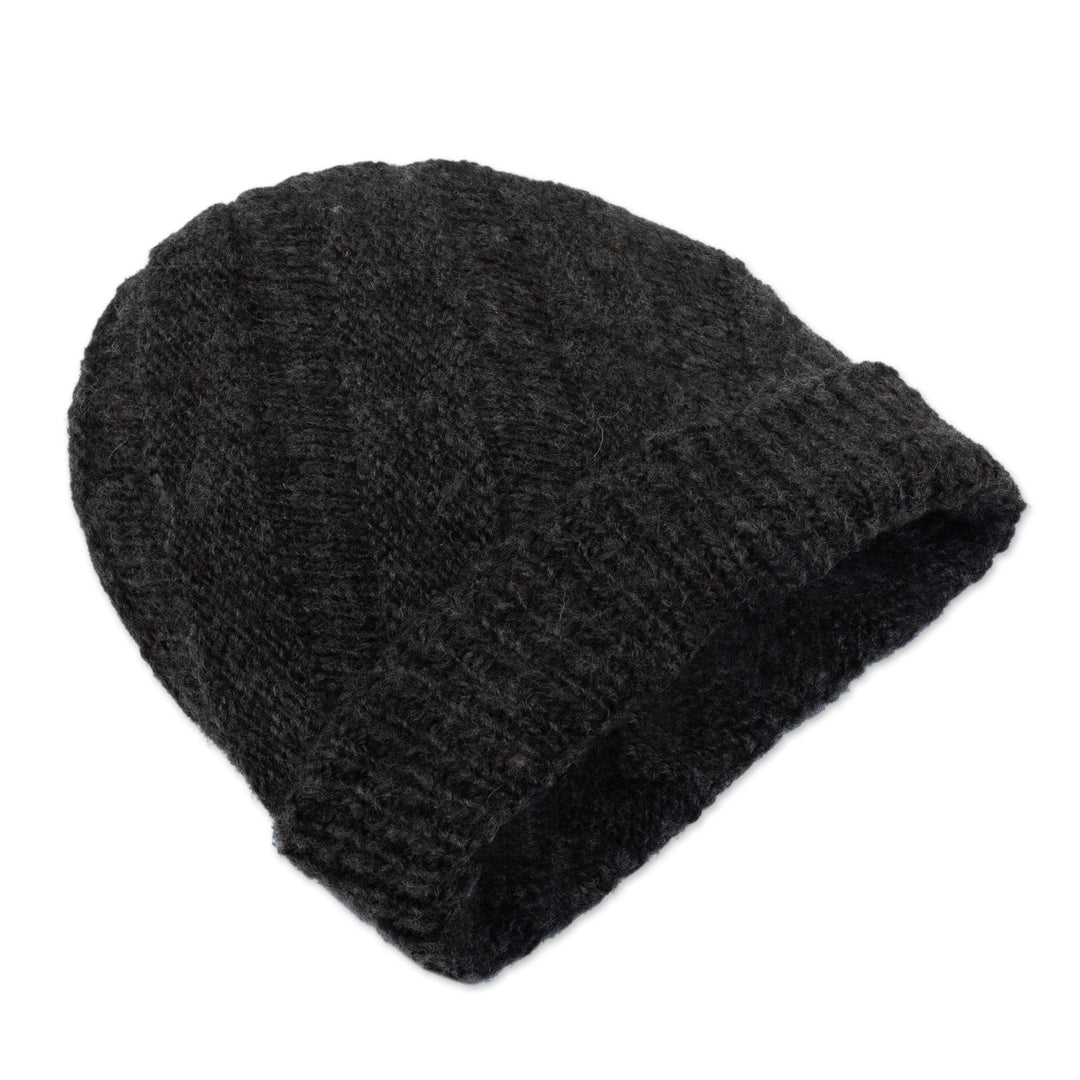 Artisan Crafted 100% Alpaca Hat in Grey - Leaden Sky