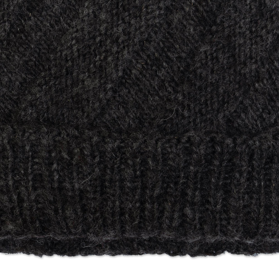 Artisan Crafted 100% Alpaca Hat in Grey - Leaden Sky