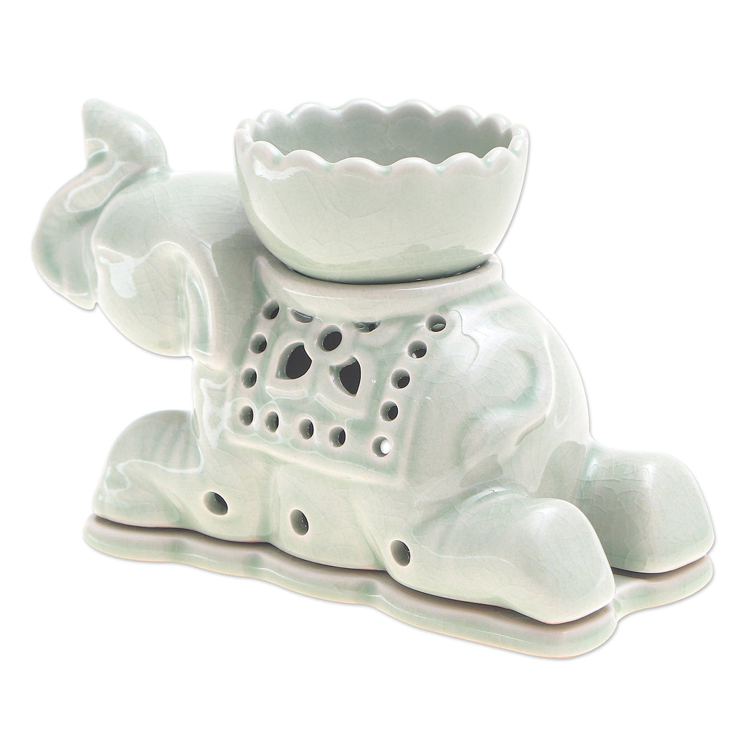 Handcrafted Celadon Oil Warmer - Royal Elephant