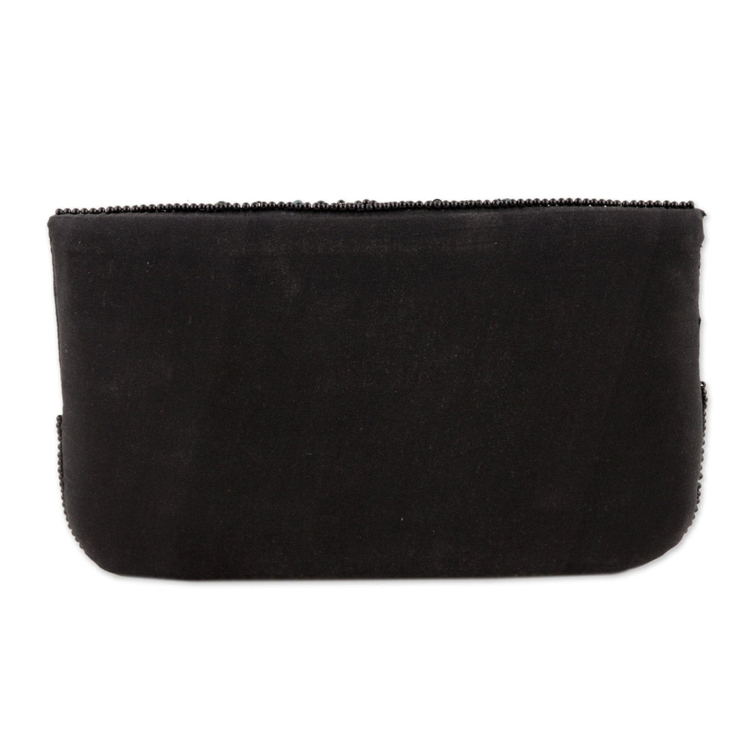 Artisan Crafted Beaded Silk Clutch from India - Midnight Glamour