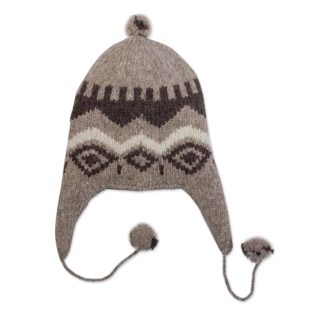 Unisex Brown Alpaca Blend Chullo Hat - Santiago Earth