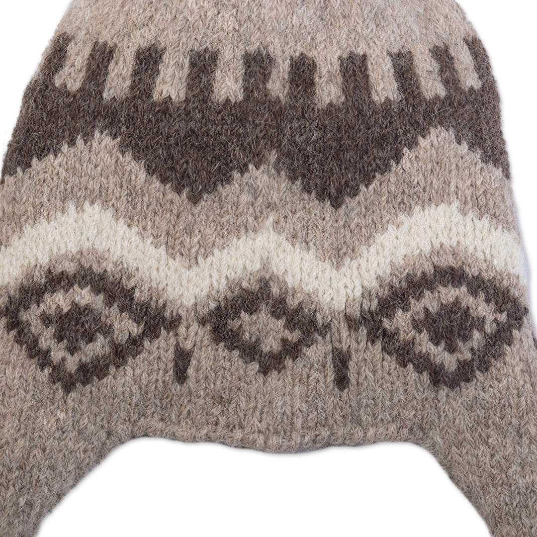 Unisex Brown Alpaca Blend Chullo Hat - Santiago Earth