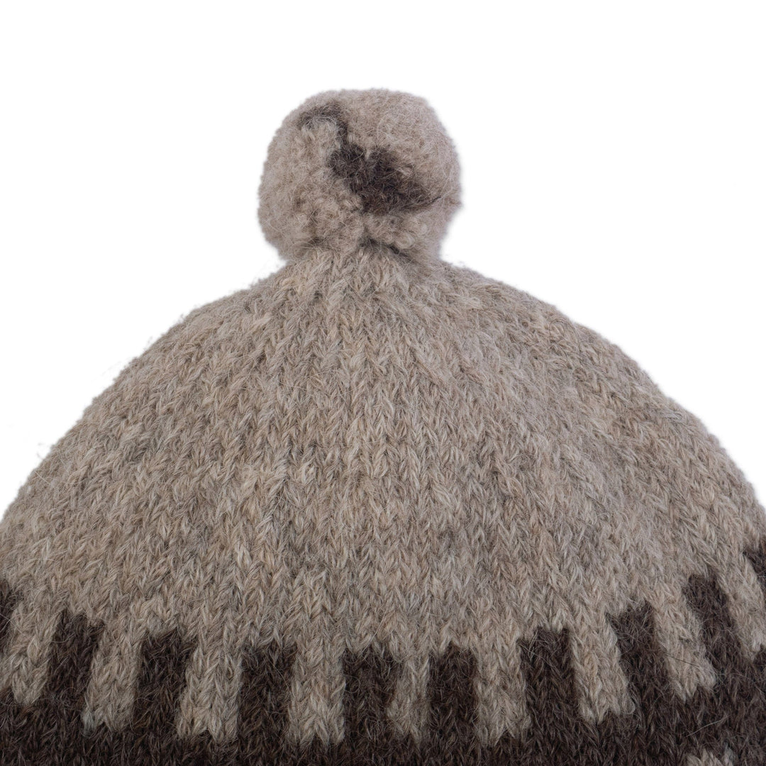 Unisex Brown Alpaca Blend Chullo Hat - Santiago Earth