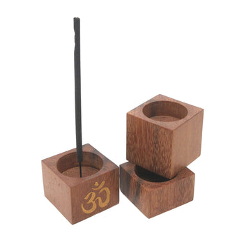 Hand Carved Ironwood Incense Holders (Set of 3) - Mystical Om