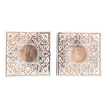Artisan Crafted Tealight Candle Holders from India (Pair) - Celebration Day