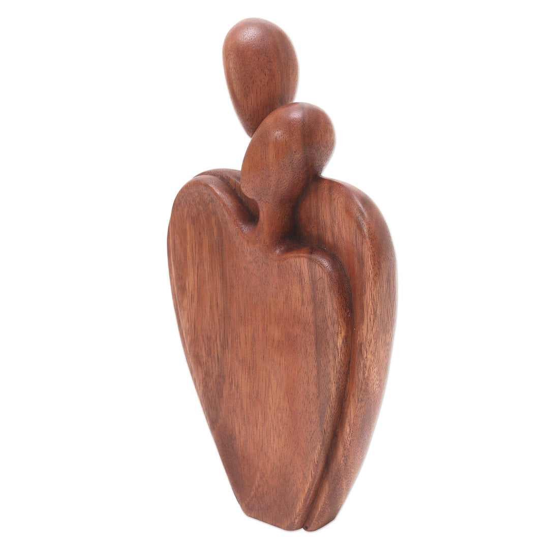 Romantic Suar Wood Statuette from Bali - Coupled Together
