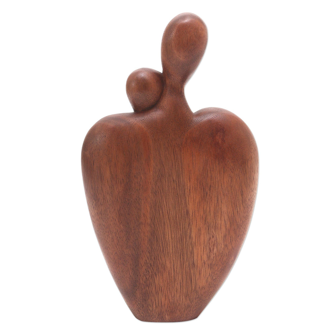 Romantic Suar Wood Statuette from Bali - Coupled Together
