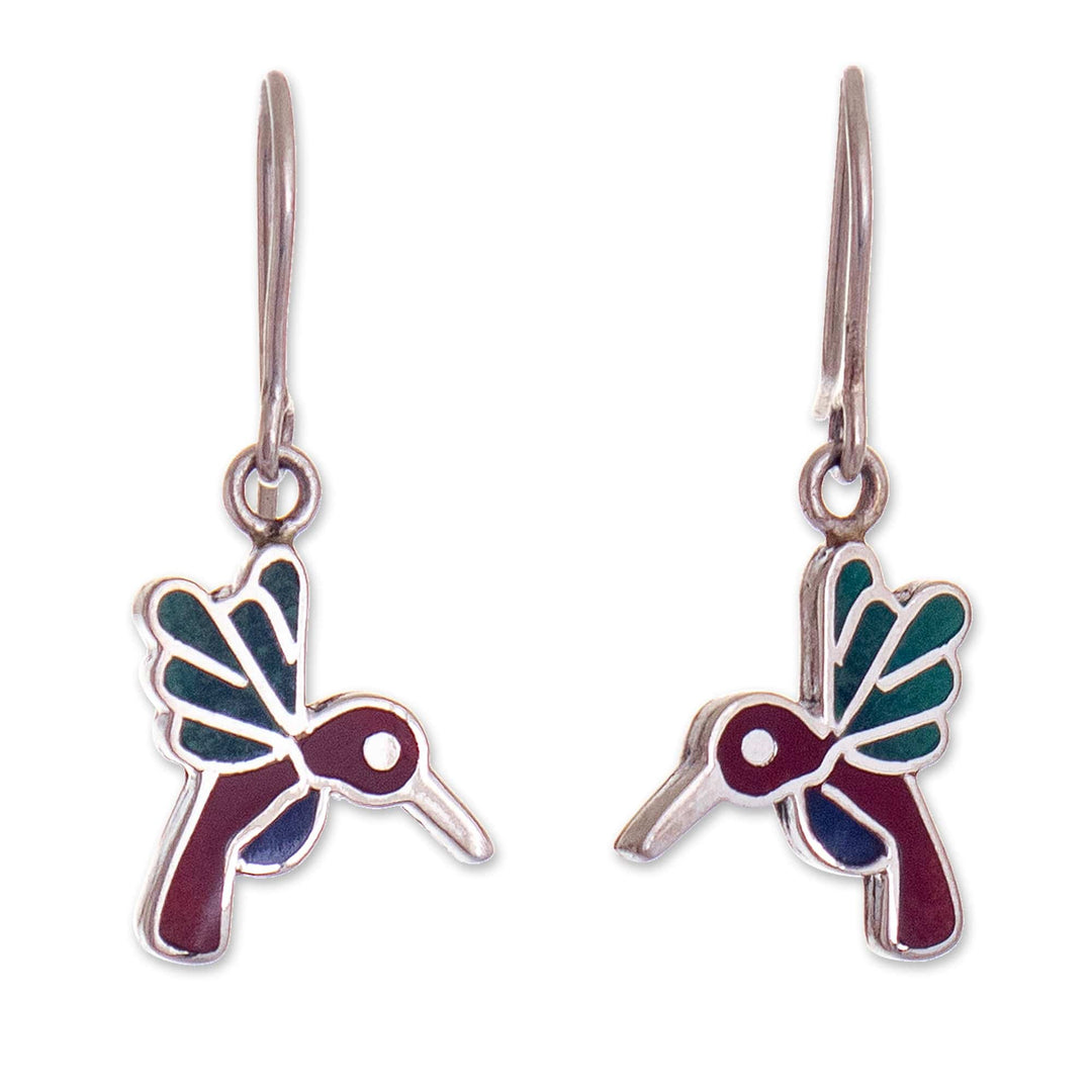 950 Sterling Silver Hummingbird Dangle Earrings - Hummingbird Joy