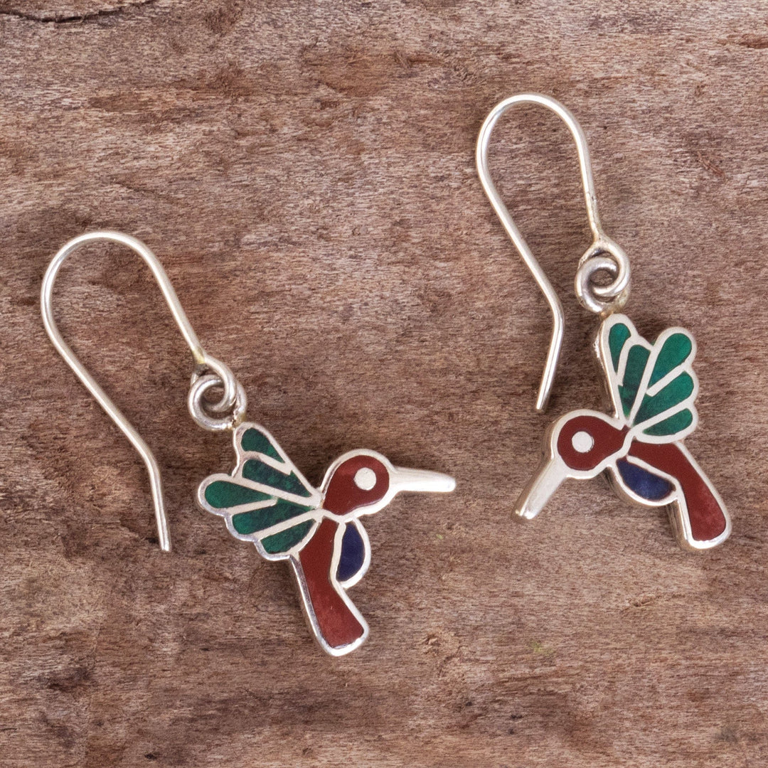 950 Sterling Silver Hummingbird Dangle Earrings - Hummingbird Joy