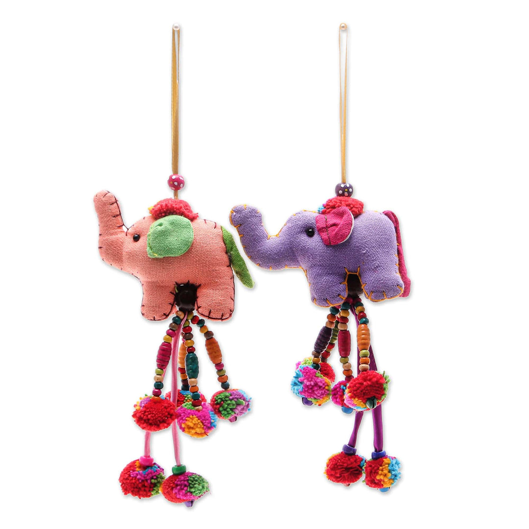 Handmade Elephant Christmas Ornaments (Pair) - Merry Pachyderms