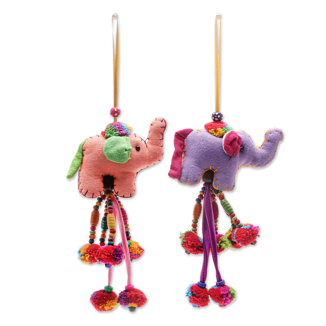 Handmade Elephant Christmas Ornaments (Pair) - Merry Pachyderms