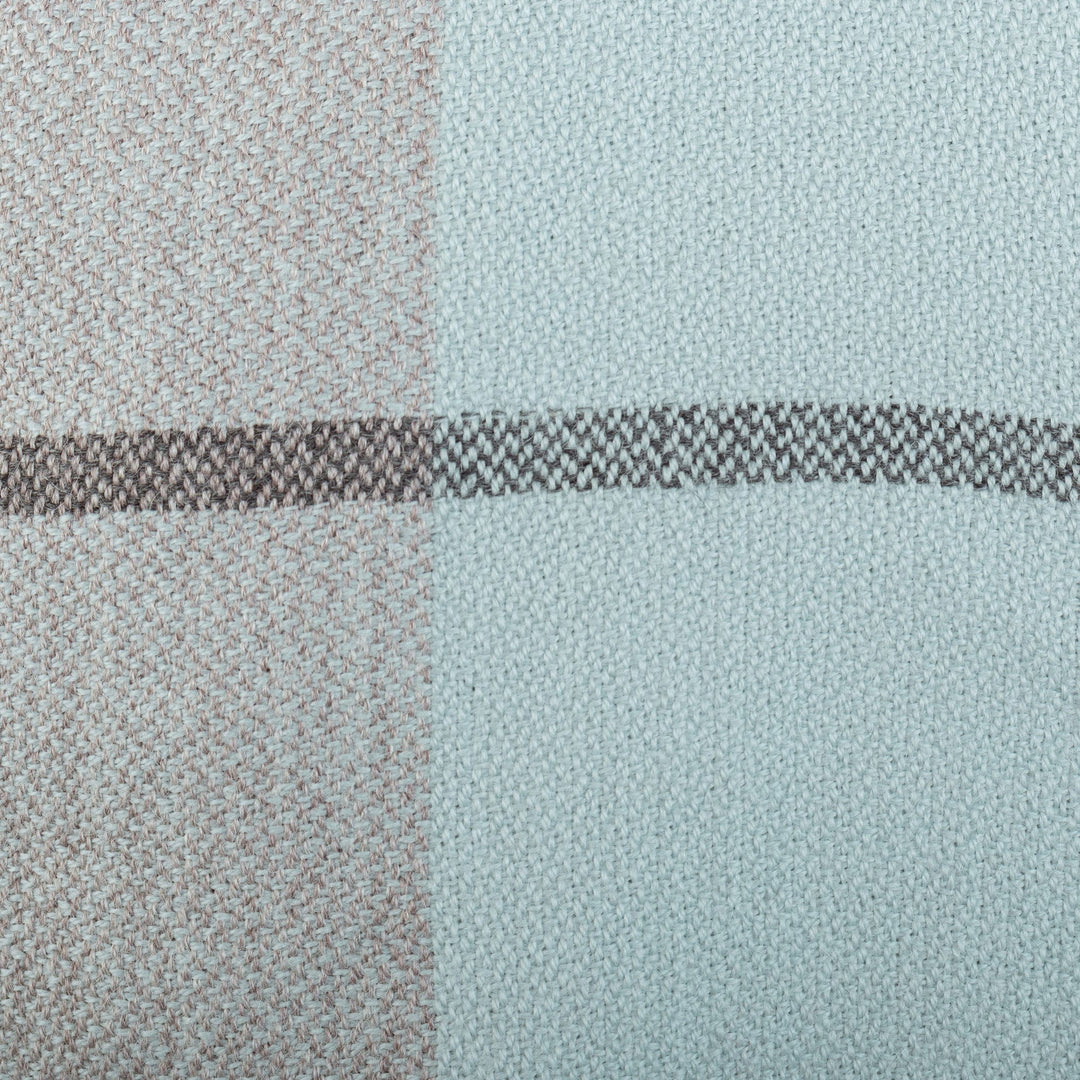 Handwoven Pastel Blue Baby Alpaca Scarf with Mauve - Early Sky