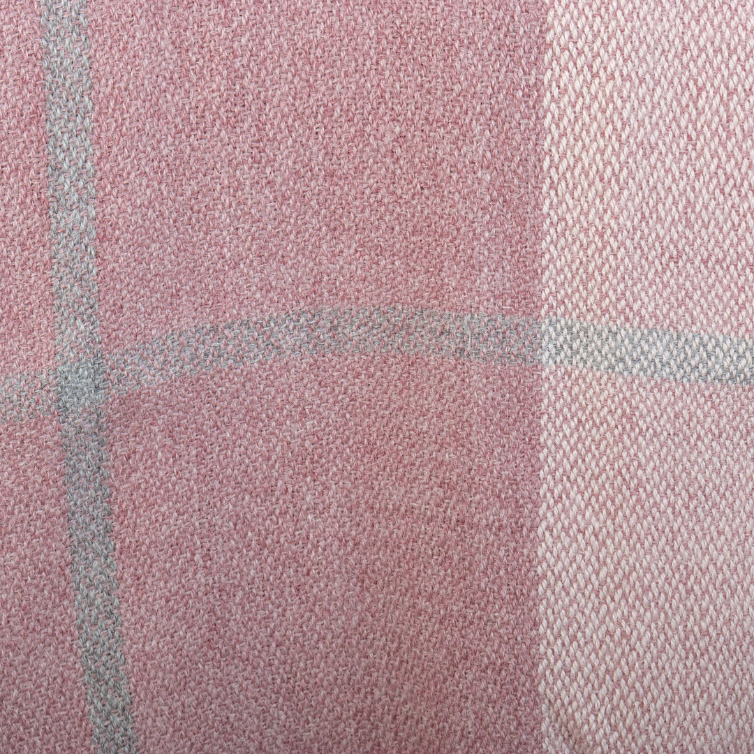 Handwoven Pastel Mauve Baby Alpaca Scarf with Grey - Early Clouds