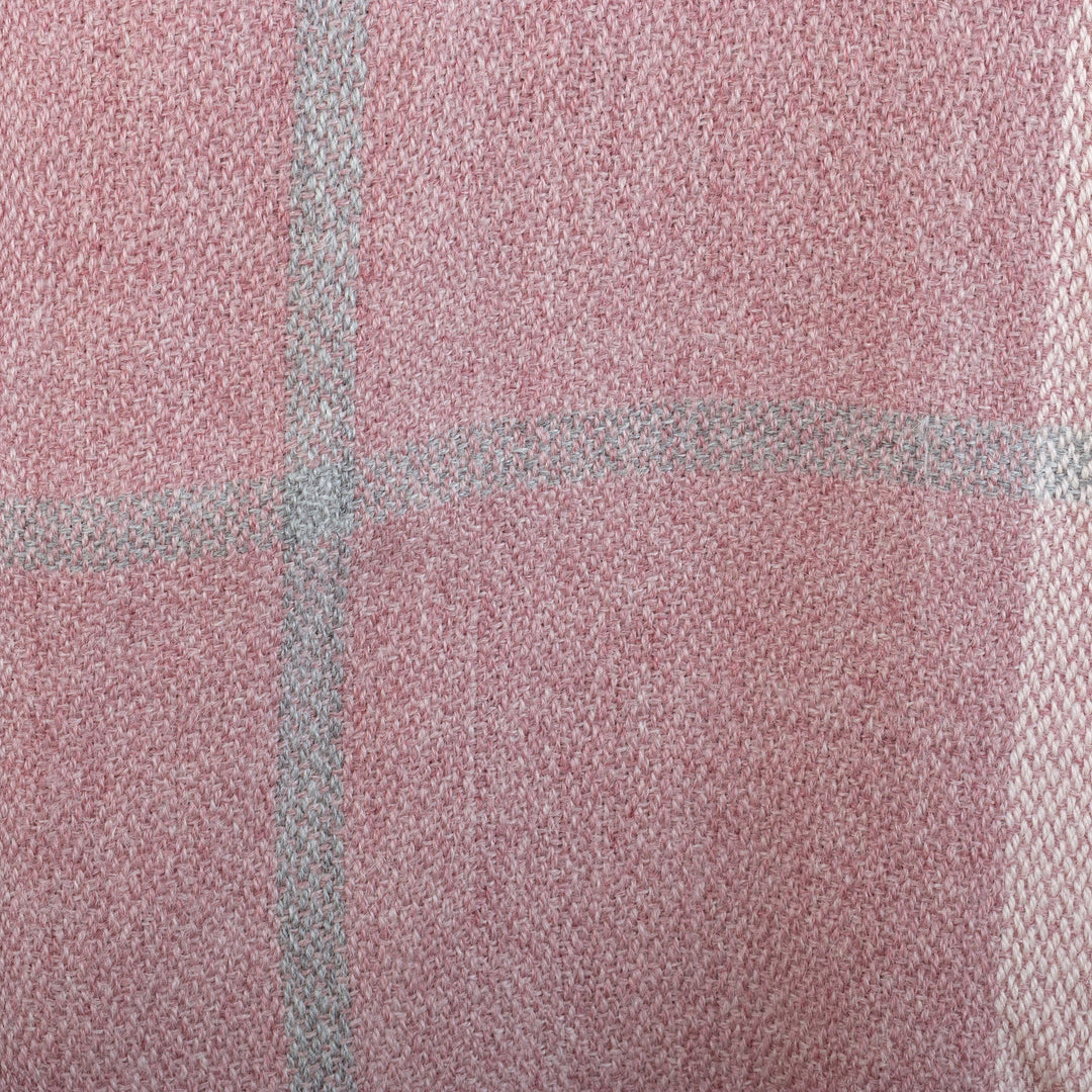Handwoven Pastel Mauve Baby Alpaca Scarf with Grey - Early Clouds