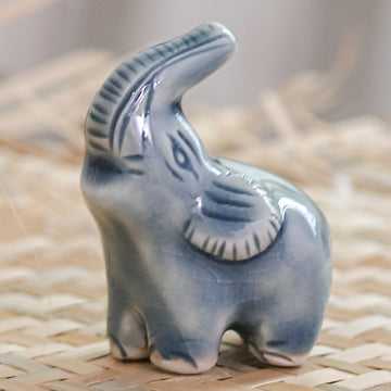 Happy Elephant in Blue