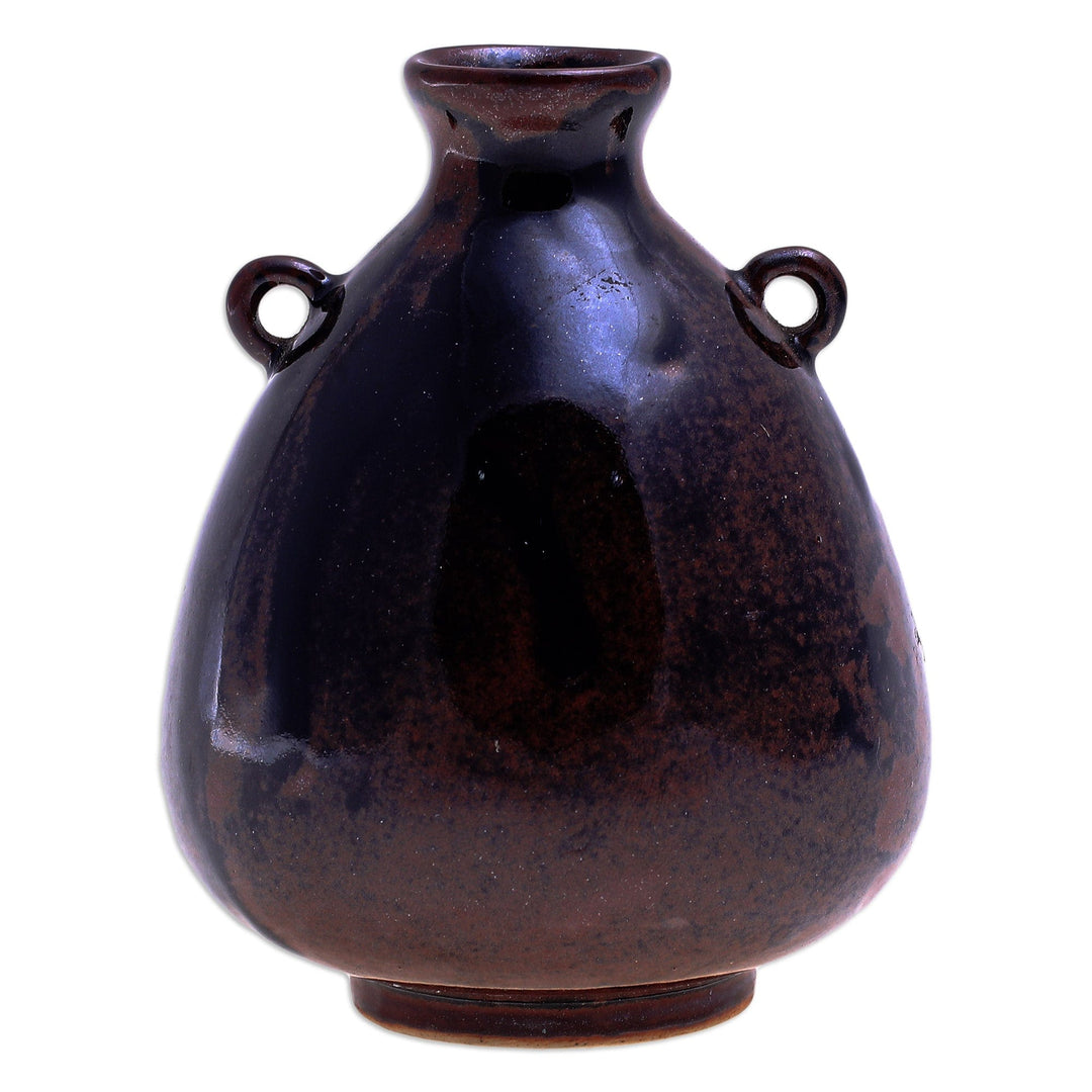 Handcrafted Ceramic Bud Vase from Thailand - Chiang Mai Rustic