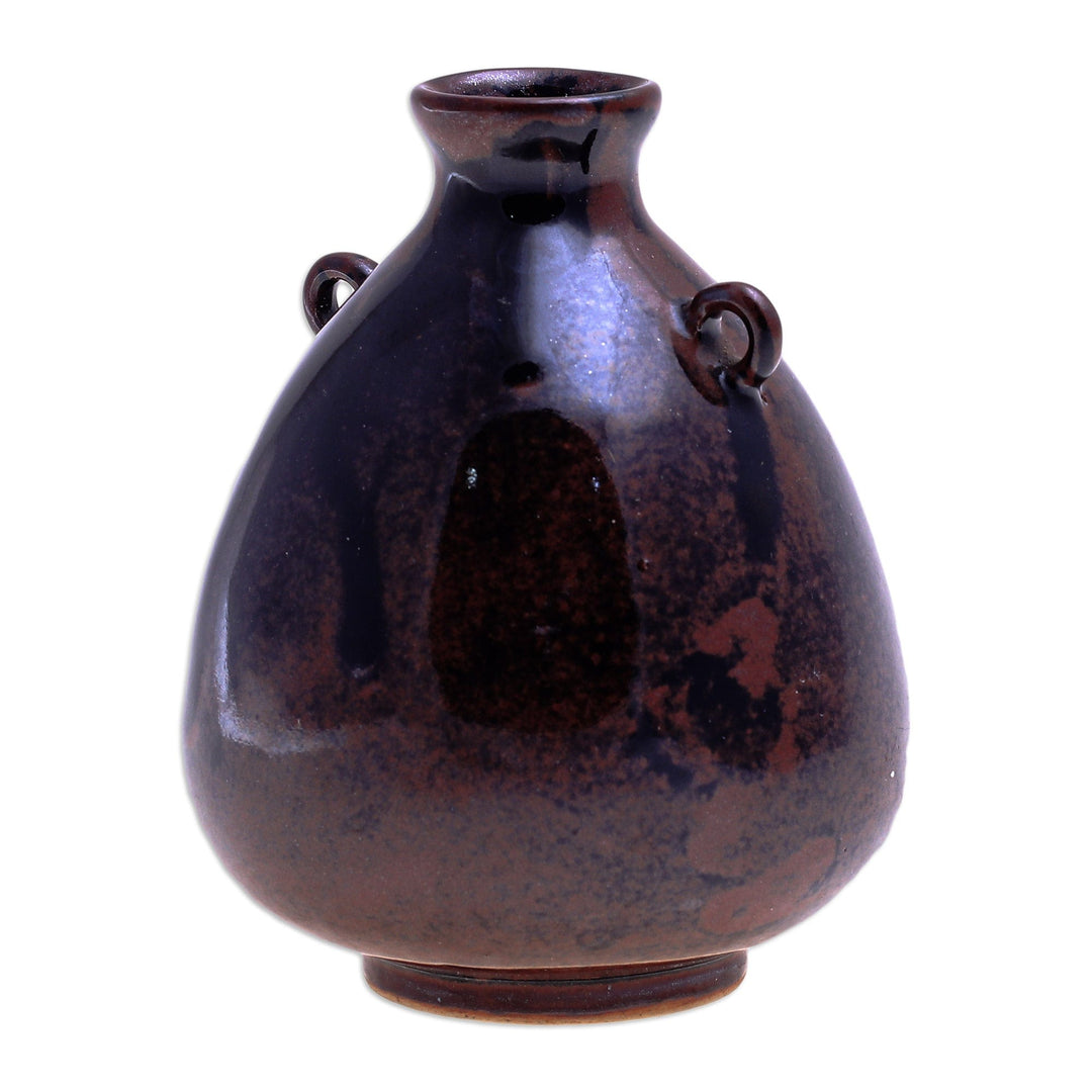 Handcrafted Ceramic Bud Vase from Thailand - Chiang Mai Rustic