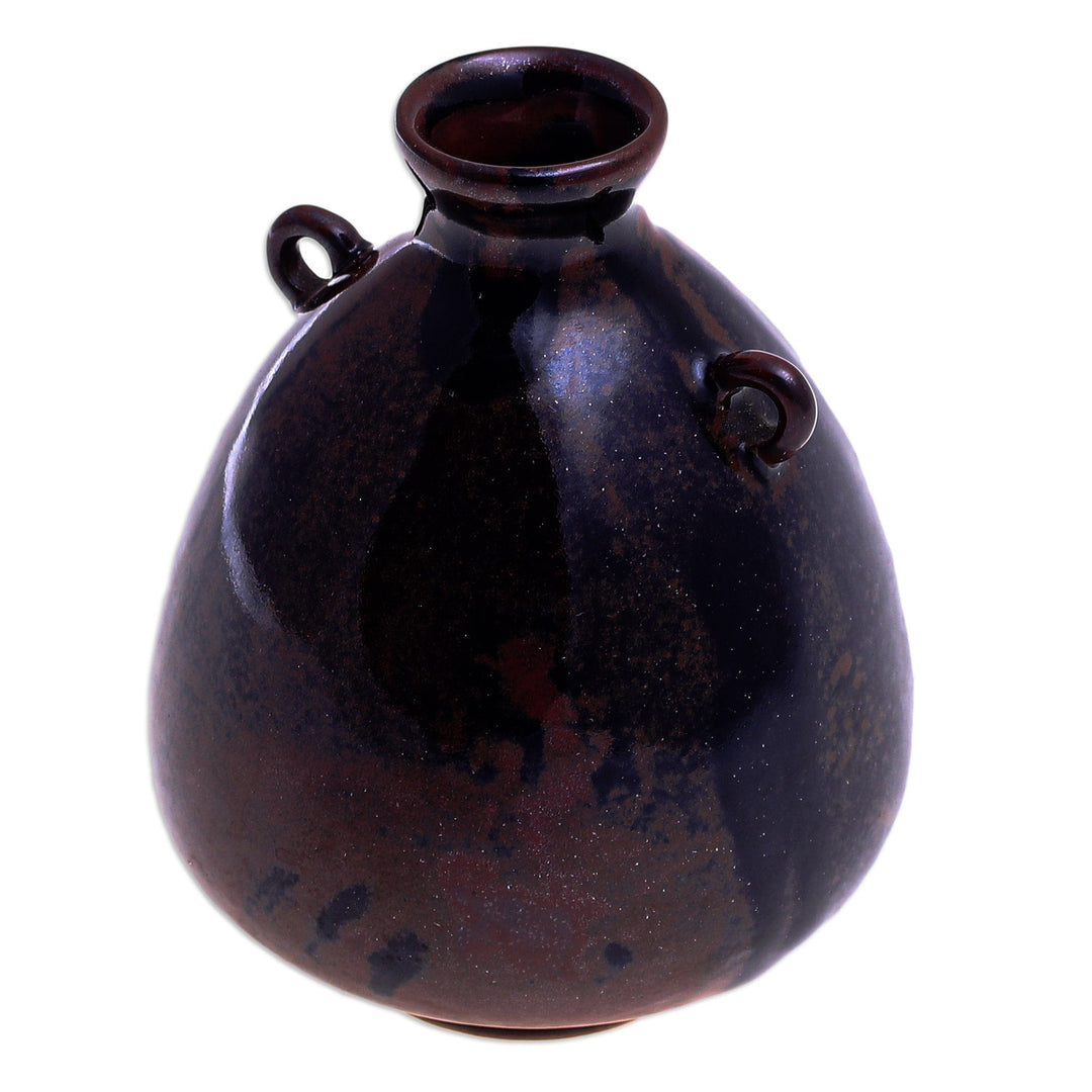 Handcrafted Ceramic Bud Vase from Thailand - Chiang Mai Rustic