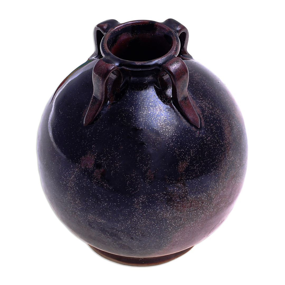 Brown Ceramic Bud Vase - Ancient Chiang Mai