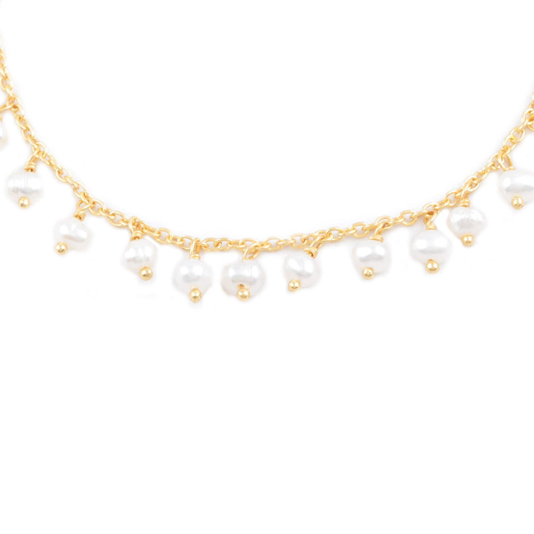 Handmade Gold-Plated Cultured Pearl Charm Bracelet - Charmed Circle
