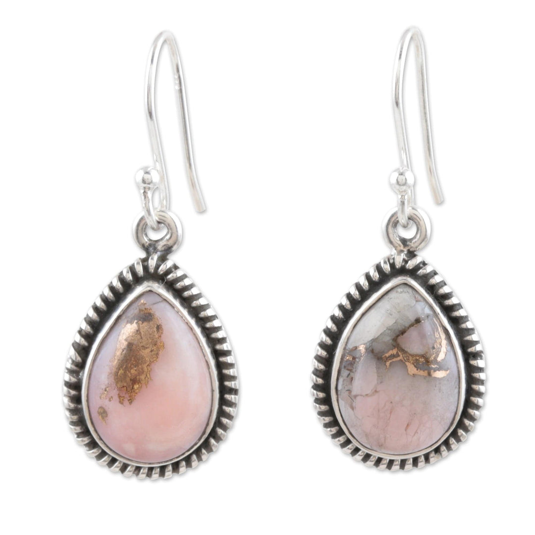 Pink Opal and Sterling Silver Dangle Earrings - Cloud Cover