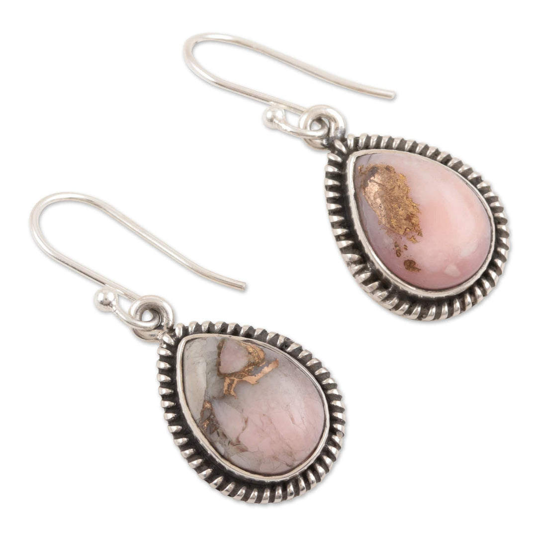 Pink Opal and Sterling Silver Dangle Earrings - Cloud Cover