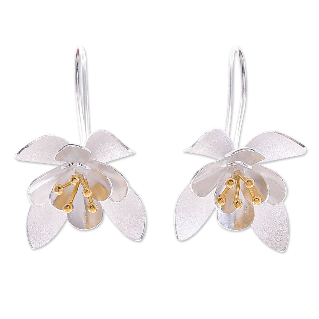 Artisan Crafted Gold-Accented Drop Earrings - Flower Show