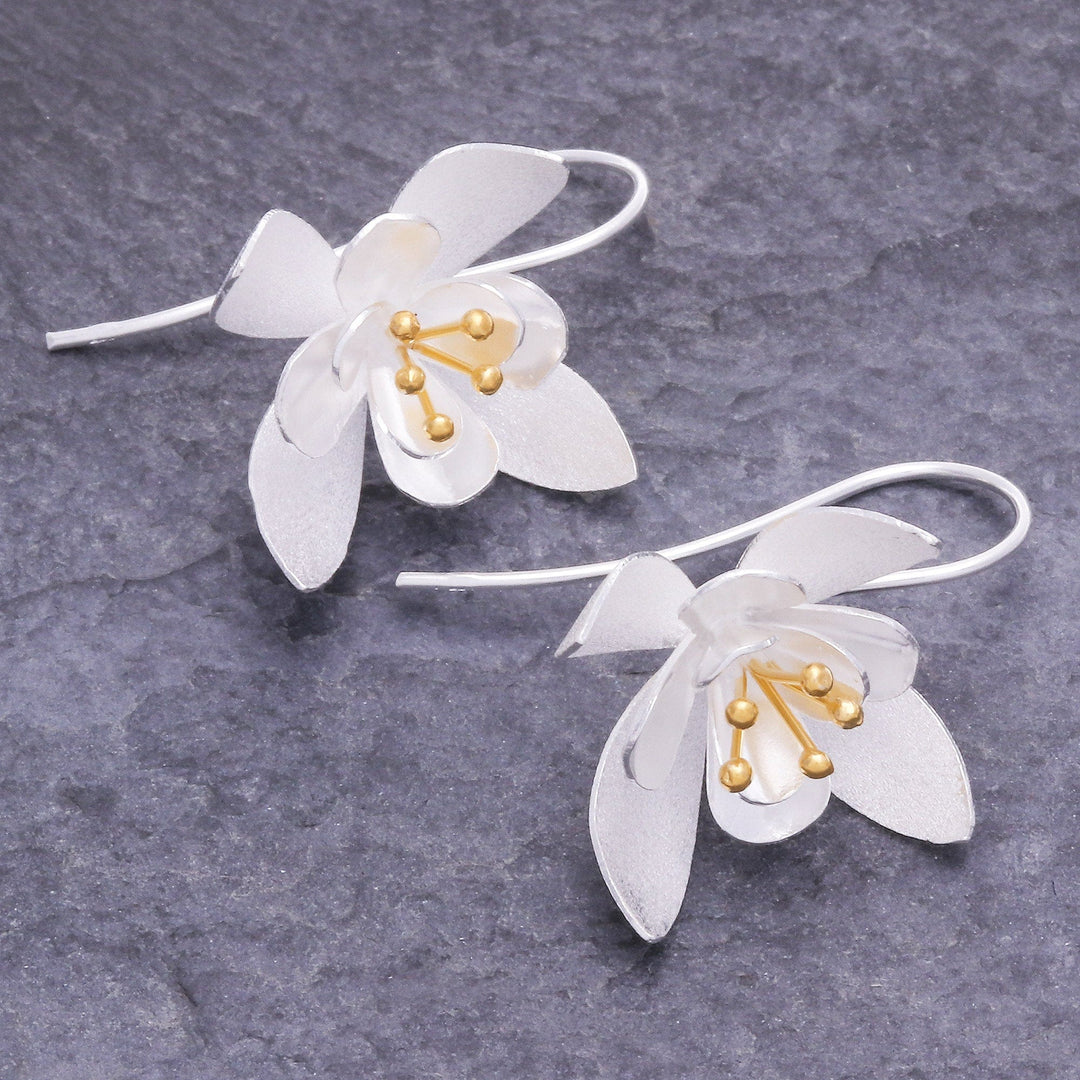 Artisan Crafted Gold-Accented Drop Earrings - Flower Show